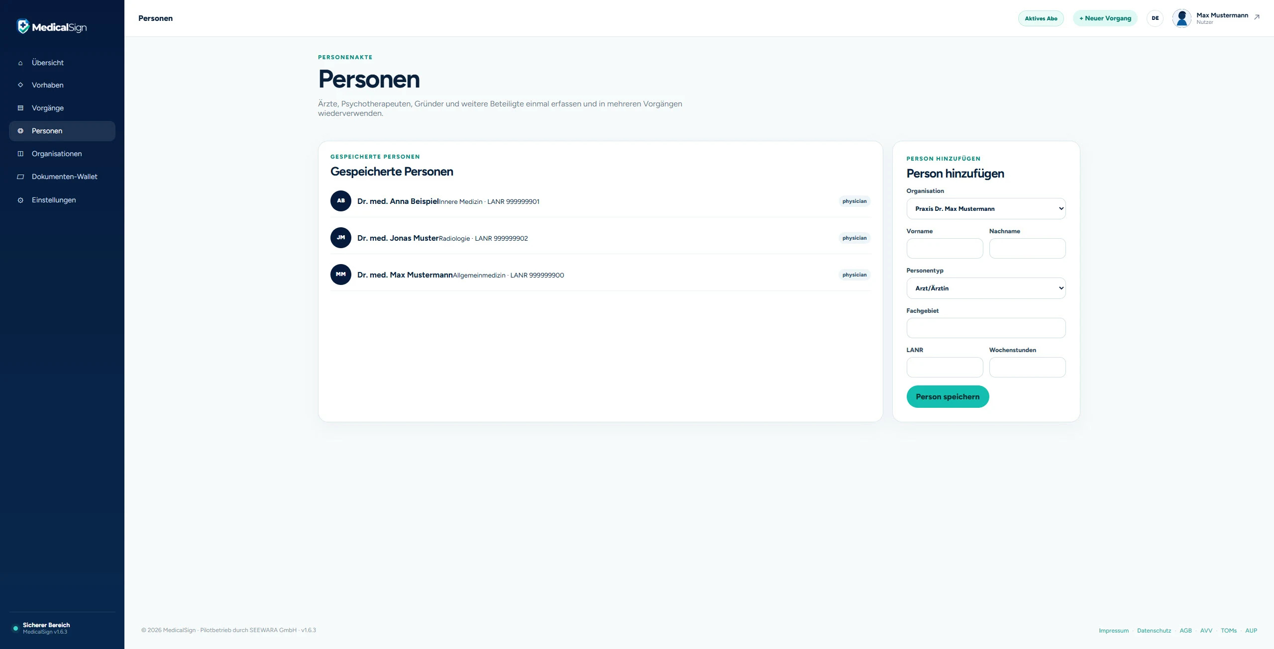 Équipe & dossiers personnels – MedicalSign